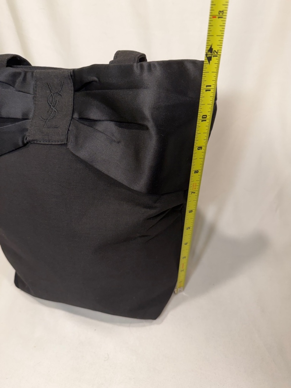 YSL Yves Saint Laurent Black Bow Tote Bag Canvas Minimalist Logo Handbag - Picture 13 of 16